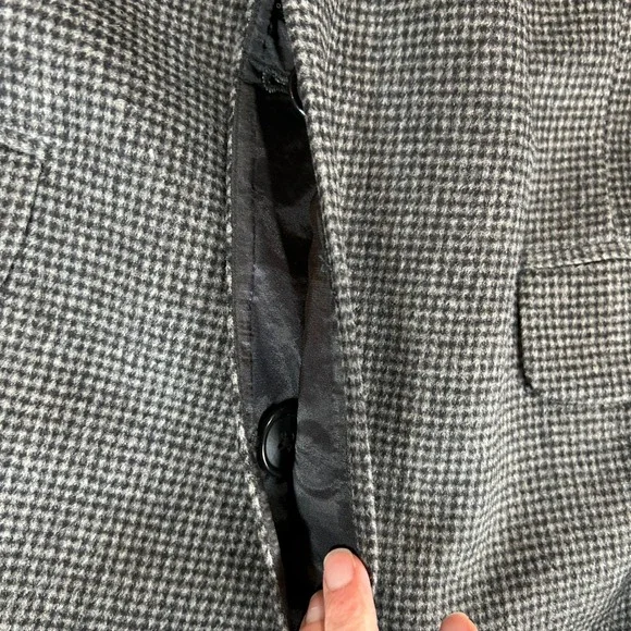 Tommy Hilfiger Mens Gray Houndstooth Overcoat Wool Blend Jacket Coat 40S